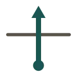 Tulip diagram: a dot at the bottom and an arrow going straight up through a crossroads.